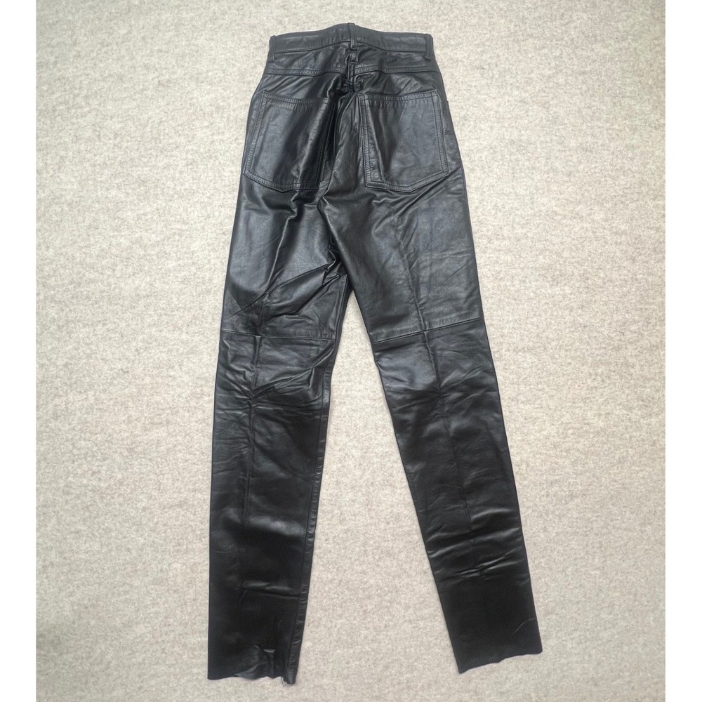 Amati Black VTG Genuine Leather Pants High Waist Straight‎ Leg Argentina Size 3 - Picture 2 of 9